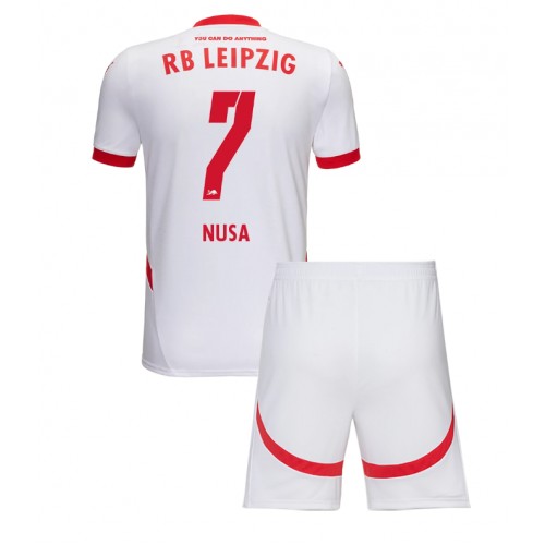 Fotbalové Dres RB Leipzig Antonio Nusa #7 Dětské Domácí 2024-25 Krátký Rukáv (+ trenýrky)